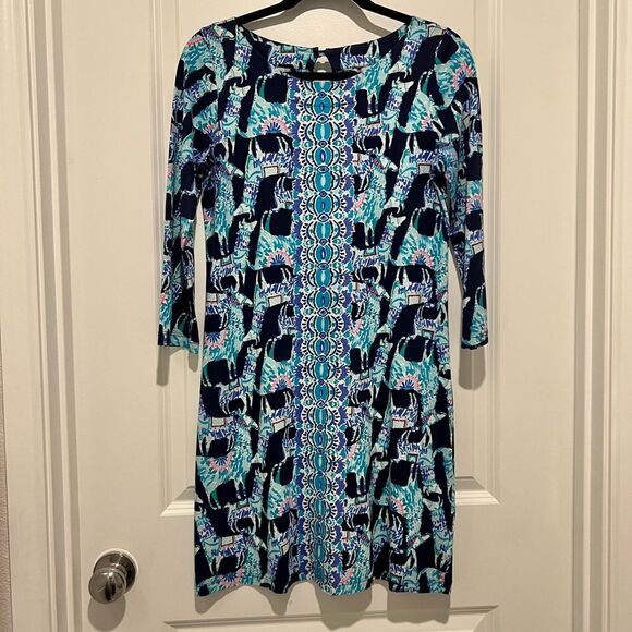 Lilly Pulitzer Women's Bay Shift Dress in Alpaca Your Bags Print Size Small - Picture 3 of 11